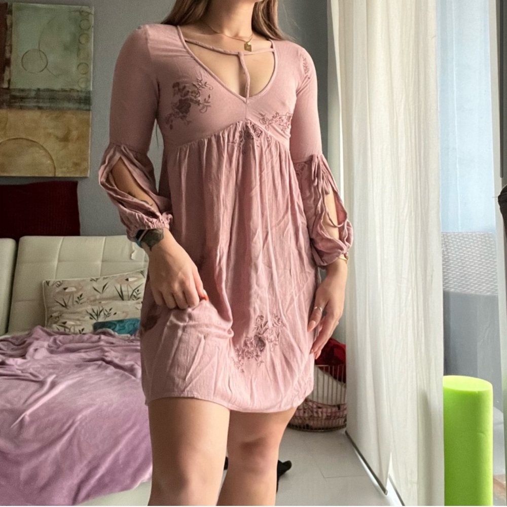 American Eagle Outfitters Mauve Long Sleeve Dress